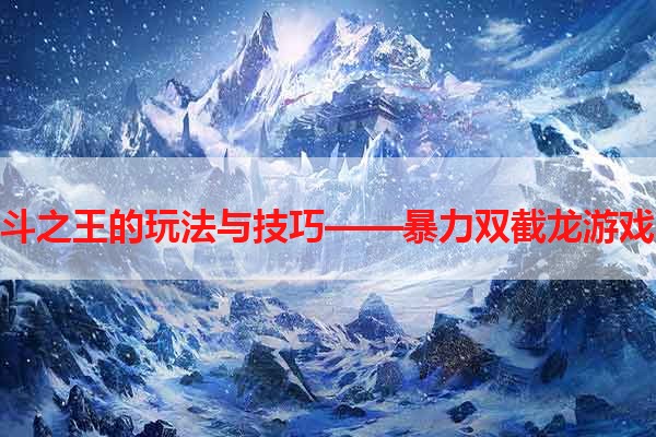 掌握格斗之王的玩法与技巧——暴力双截龙游戏单机版